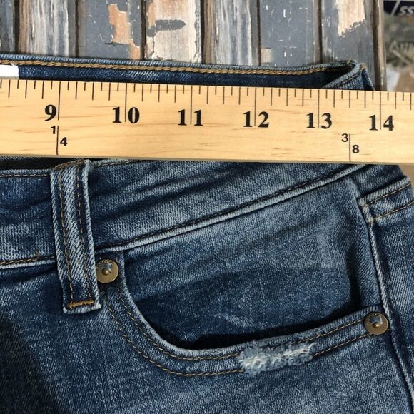 PISTOLA Stretch Mid Rise Skinny Distressed Jeans Raw Frayed Hem Women's Size 27 - Picture 8 of 10